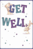 Evoking the warmth of West Harrow's close-knit neighborhoods, this get well card radiates playful encouragement and heartfelt sincerity. At its center, a teddy bear and a spirited puppy share a moment of joyful teamwork, each holding and balancing bold, colorful letters that spell out 'Get Well.' Hues of indigo and teal pop vibrantly against a soft, cream-white background, their colors as inviting as the fresh displays in local West Harrow flower shops on a crisp morning. Scattered throughout, delicate stars in blues and purples shimmer like hopeful wishes drifting across the evening sky above Roxeth Hill. The illustrated fur appears soft enough to touch-a comforting embrace easily imagined for someone recovering at home. This card, like a lovingly crafted bouquet, brings more than well-wishes; it delivers a tangible sense of kindness and optimism, perfectly suited for lifting the spirits of neighbours, friends, or family members throughout West Harrow.